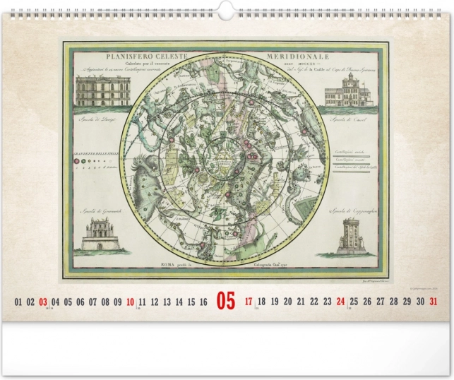 Calendrier mural Cartes anciennes 2026
