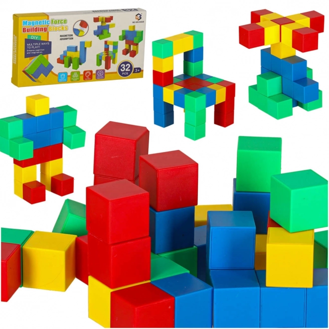 Cubes de construction magnétiques pour construction - 32 pièces