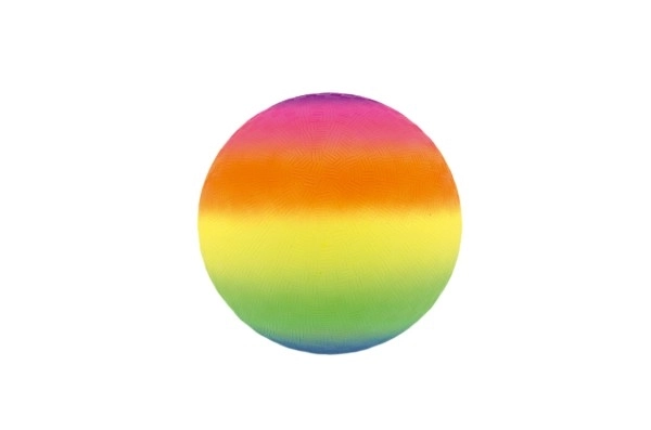 Balle arc-en-ciel en caoutchouc gonflée 23 cm dans un filet
