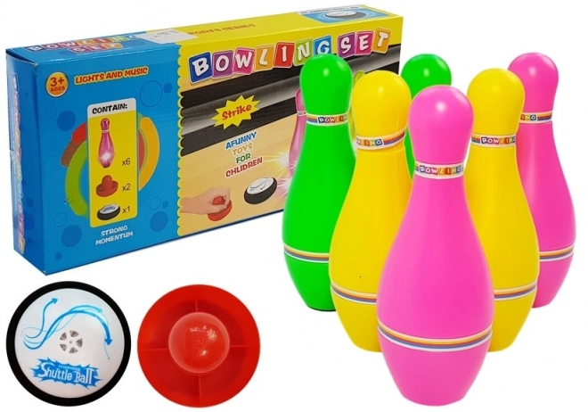 Ensemble coloré de bowling avec effets lumineux