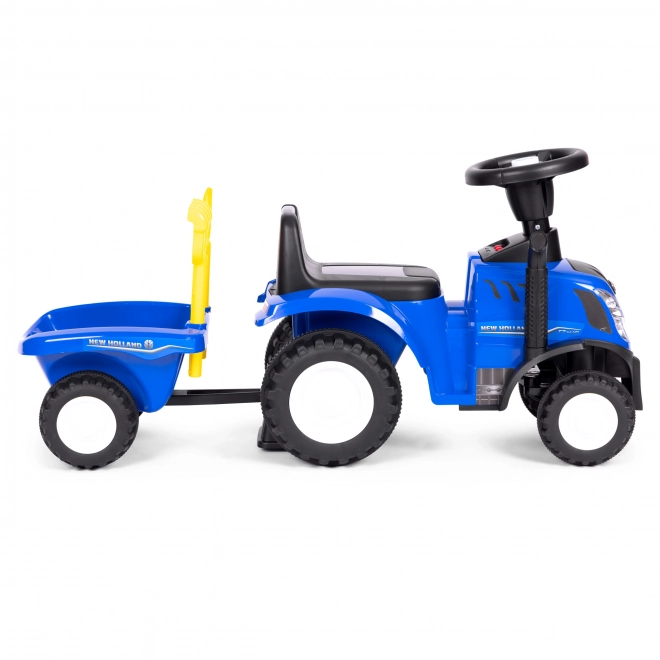 Tracteur pour enfants avec remorque, volant interactif, sons, couleur bleue