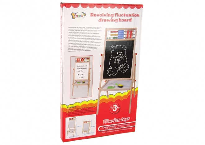 Tableau Biface en Bois Magnétique et à Craie avec Accessoires