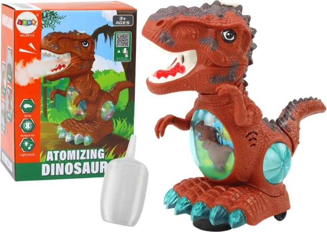 Dinosaure brun dansant avec capteur d’obstacles, effets lumineux et sonores