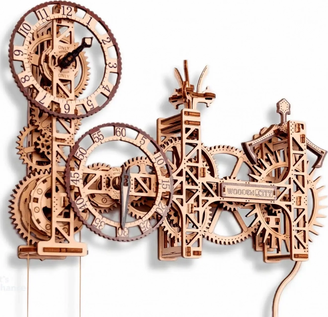 WOODEN CITY Puzzle 3D Horloge murale Steampunk 269 pièces