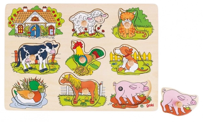 Puzzle en bois Goki avec sons d'animaux de compagnie