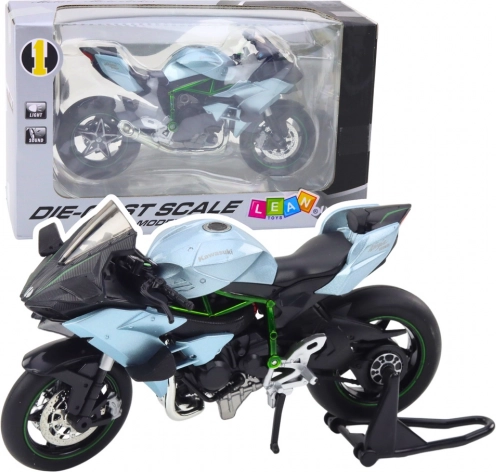 moto sportive en métal avec lumières et sons 1:12 argentée