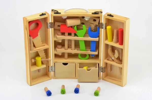 Boîte à outils pour enfants en bois - 30 pièces