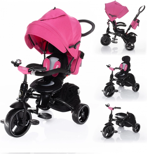 Tricycle Citi Trike Candy Pink avec tige de guidage et capote
