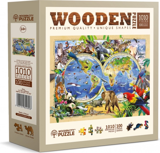 Puzzle en bois carte du monde des animaux 1010 pièces WOODEN CITY