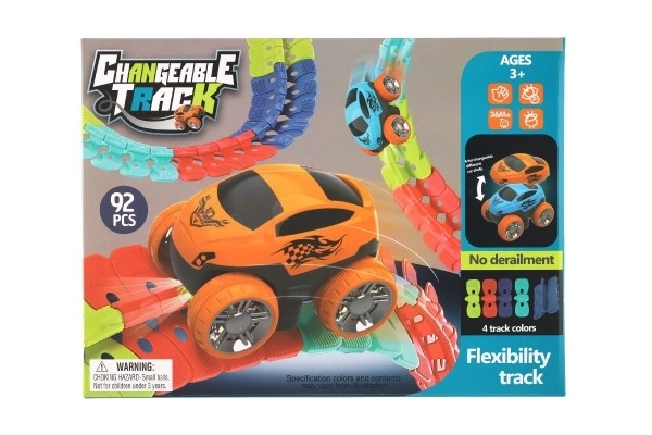 Circuit de course pour enfants avec pièces interchangeables et petite voiture lumineuse
