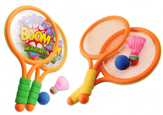 Raquettes de badminton enfant Dinosaures Orange vert