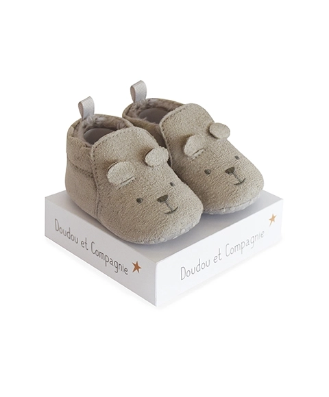 Doudou Premiers chaussons 0-6 mois gris