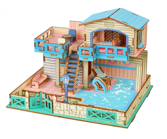 Woodcraft Puzzle 3D en bois Villa sur l'île de Lembongan