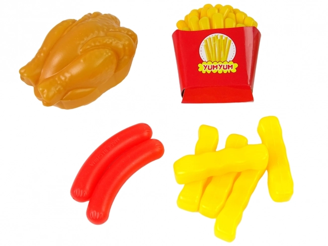 Ensemble de Nourriture en Plastique 30 pcs avec Fruits et Frites