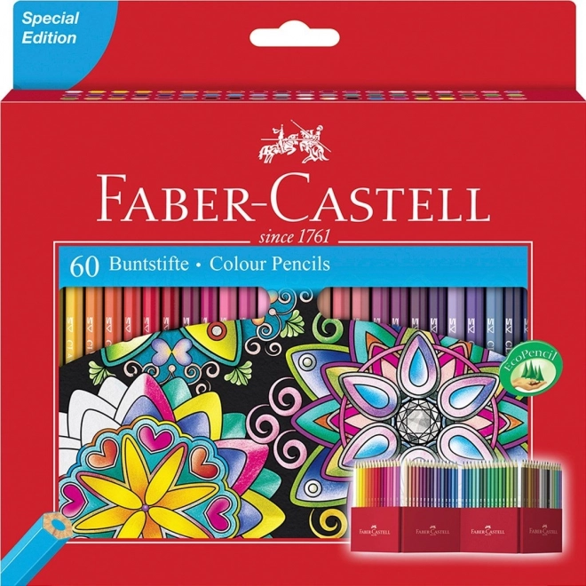 Crayons de couleur en bois classiques FABER-CASTELL, 60 pcs