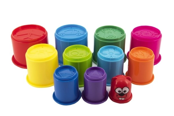 Kubus pyramide jouet d'emboîtement rond en plastique 11pcs dans une boîte 11x20x11cm 12m+