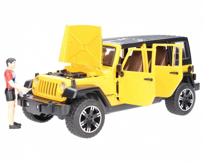 Bruder Jeep Wrangler Rubicon avec cycliste et vélo