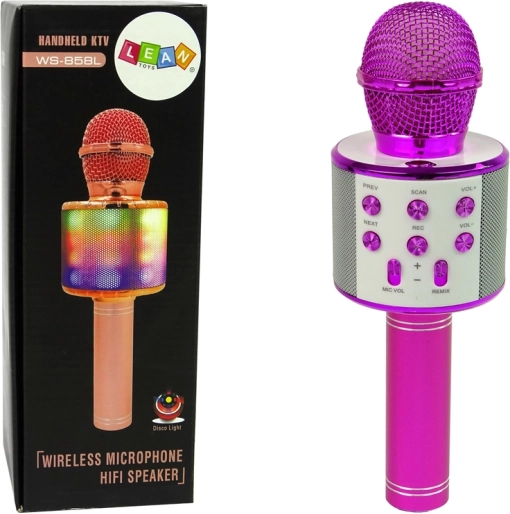 Microphone sans fil USB Speaker Enregistrement Karaoké Modèle WS-858 Rose