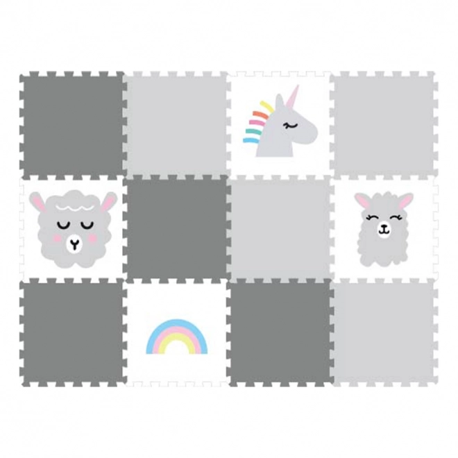 Minideckfloor sol 12 pièces - mouton, lama, licorne, arc-en-ciel