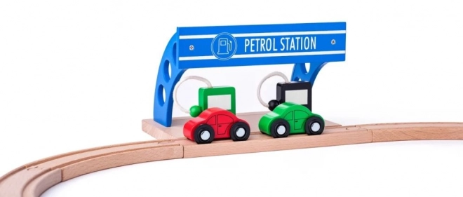 Jouet station-service en bois