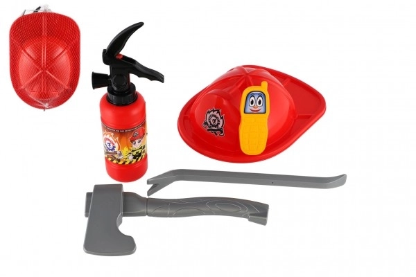 Ensemble de pompier avec casque et équipement de pompier