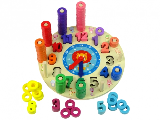 Horloge pédagogique en bois pour enfants Couleurs Formes Apprenez à compter