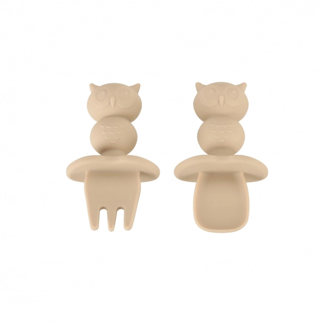 Ensemble de biberons en silicone hibou, 8 pièces, beige