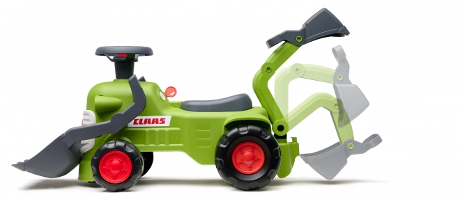 Tracteur roulant Claas avec remorque, chargeur et pelle