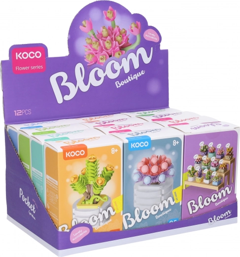 12 styles floraux différents dans un seul présentoir