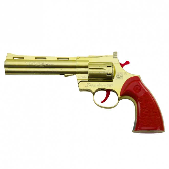 Revolver doré à capsules avec effet sonore