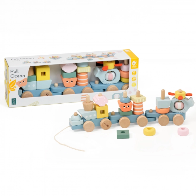 Train à tirer en bois Ocean CLASSIC WORLD – puzzle Montessori