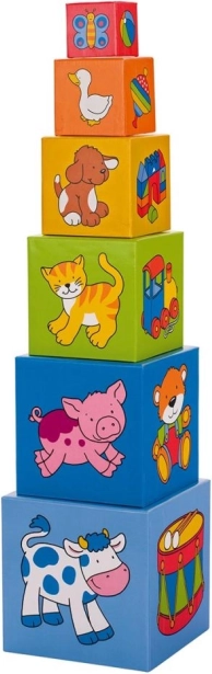 Tour empilable en cubes illustrés GOKI