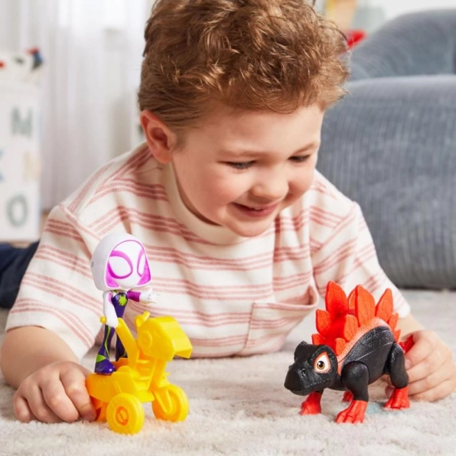 Spider-man spidey et ses amis incroyables figurine avec dinosaure et accessoires