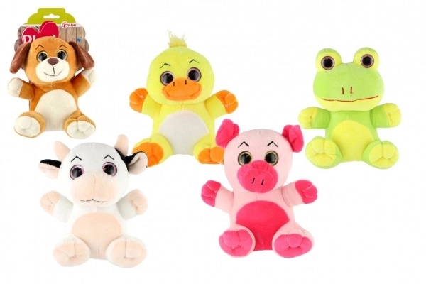 Animal en peluche grandes yeux 18 cm sur carte
