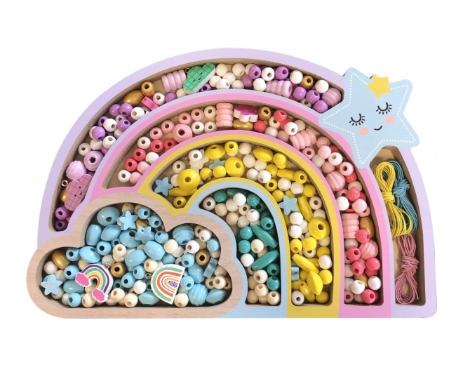 Perles pastelles en bois Arc-en-ciel