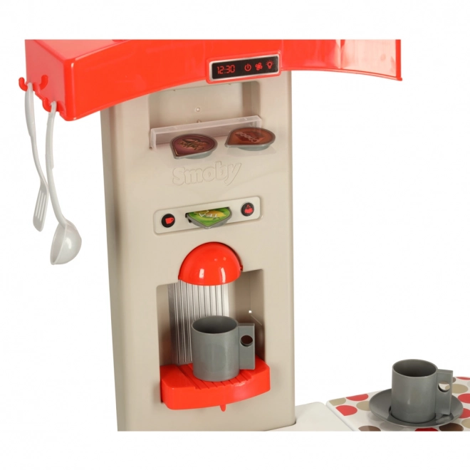 Cuisine électronique pour enfants en plastique rouge pliable avec son + accessoires