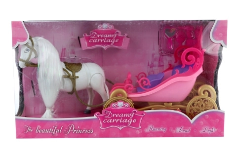 Carrosse avec cheval pour poupées à piles