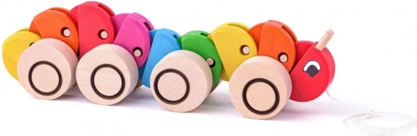 Mille-pattes en bois à tirer avec ficelle