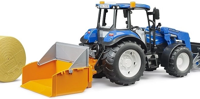 Bruder Tracteur New Holland T5.120 avec chargeur frontal et remorque