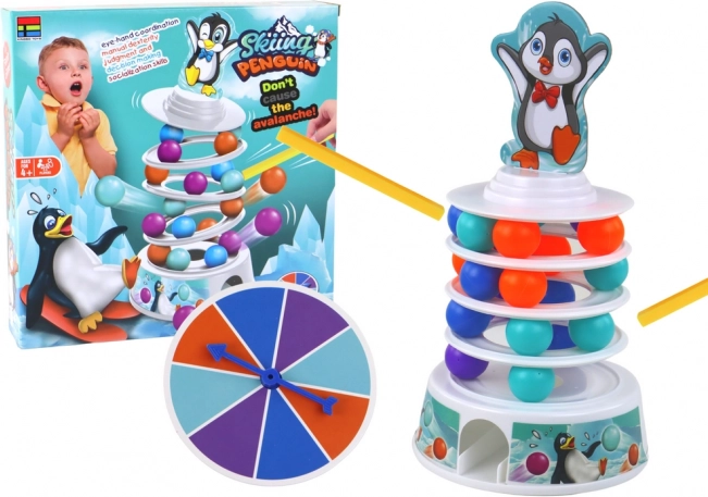 Jeu d’adresse pingouin – billes, toboggan et tour