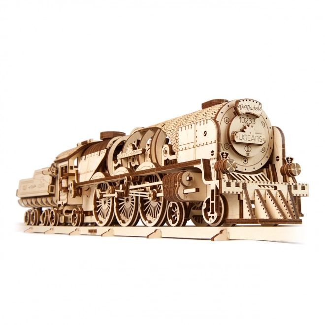 Puzzle 3D Ugears - Locomotive V-express avec wagon 538 pièces