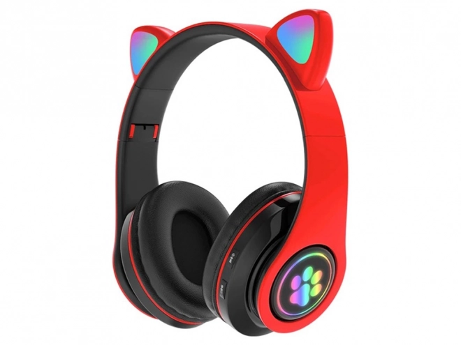 Casque sans fil bluetooth radio fm mp3 oreilles de chat éclairage led