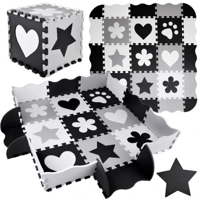 Tapis de puzzle en mousse contrastée avec formes