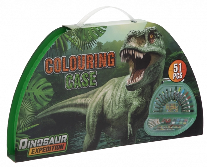 Mallette de dessin semi-circulaire Dino – 51 pièces