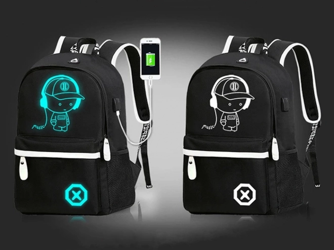 Cartable scolaire avec motif musical et USB