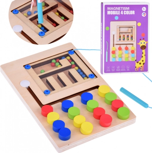 Jouet Montessori magnétique en bois avec billes