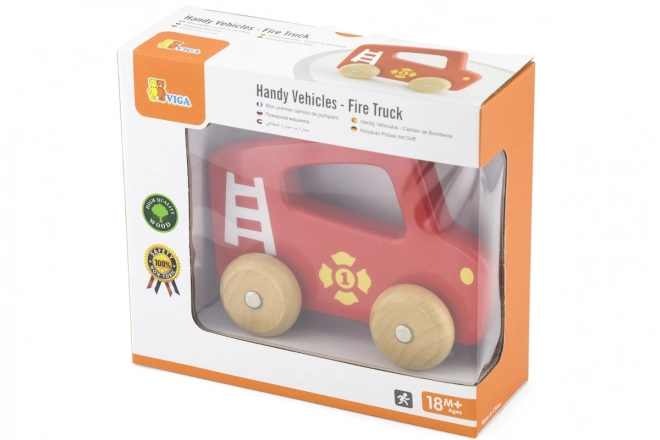 Petite voiture de pompier en bois