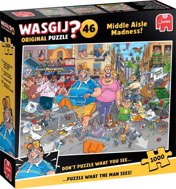 Puzzle Jumbo Wasgij : Folie dans la rue du milieu 1000 pièces