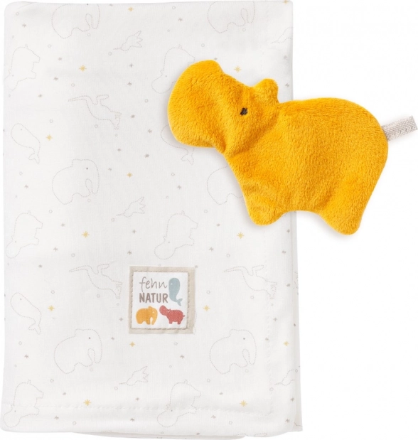 Couverture avec petit hippopotame hochet, FehnNatur