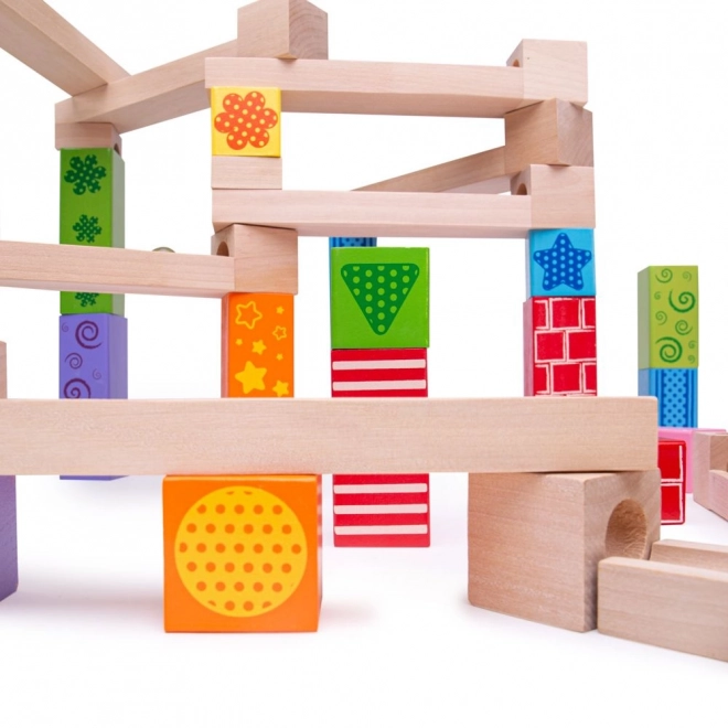 Bigjigs Toys Piste de billes en bois colorée